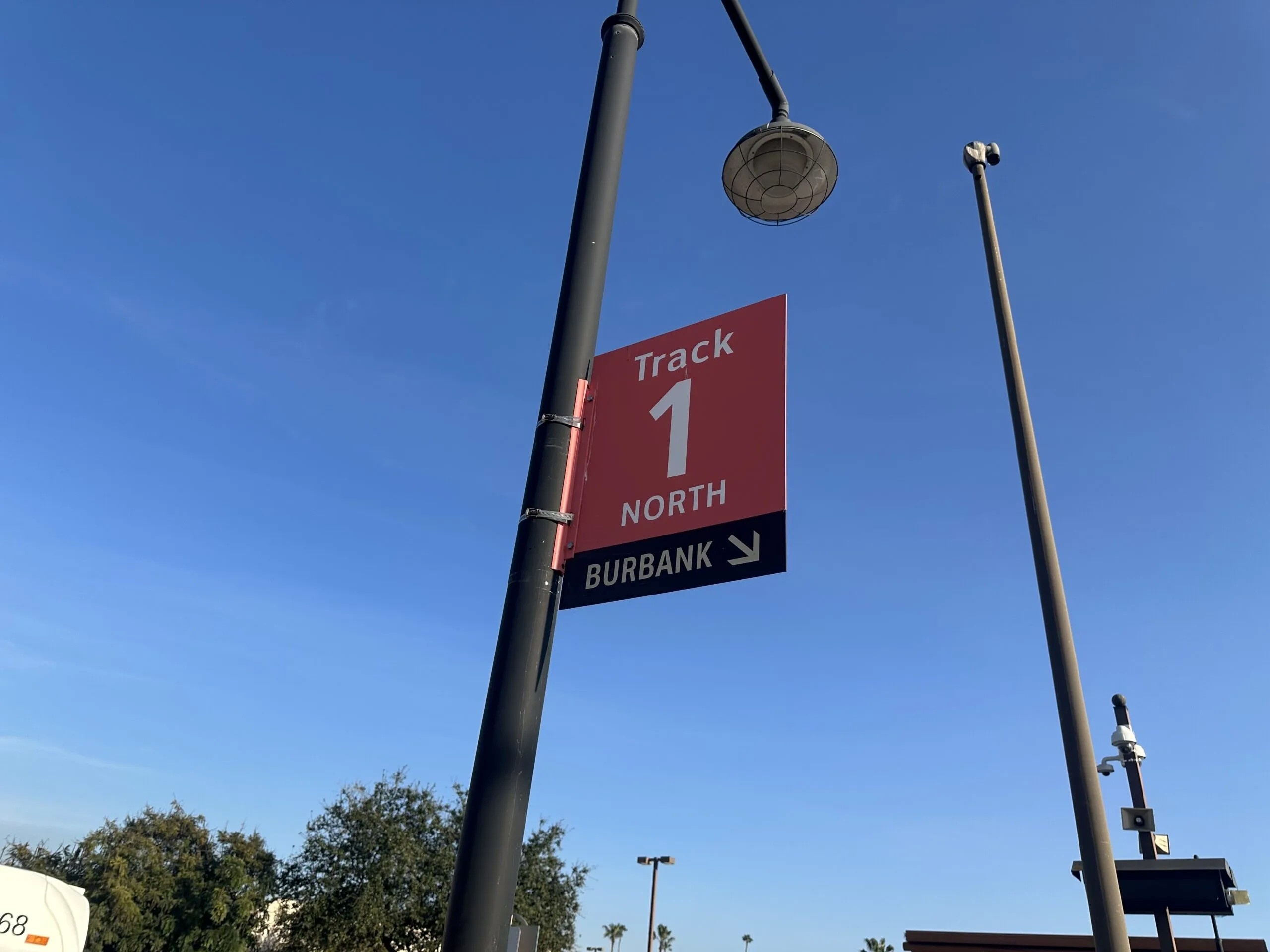 Track 1 platform sign